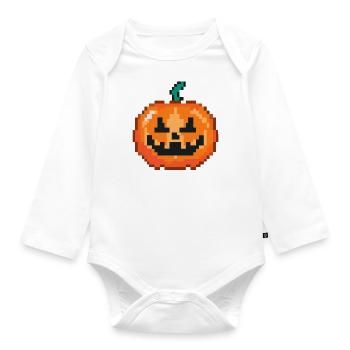 Kürbis Pixel Art - Baby Bio-Langarm-Body - Weiß - Vorne