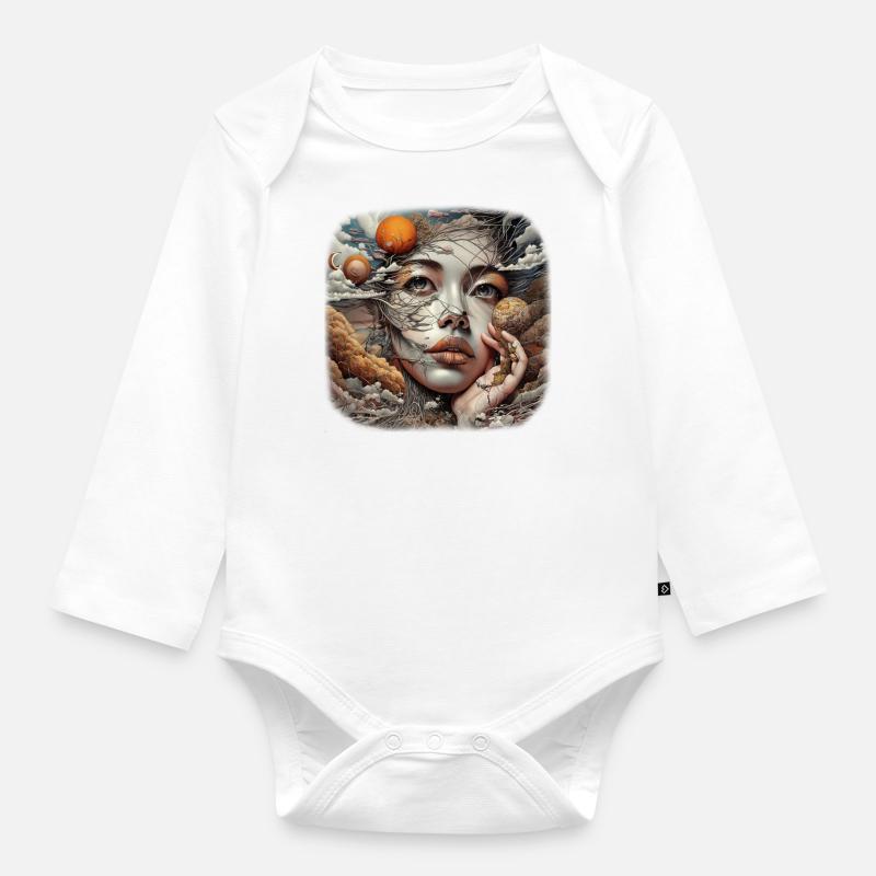 Devine Goddess - Organic Longsleeve Baby Bodysuit - white