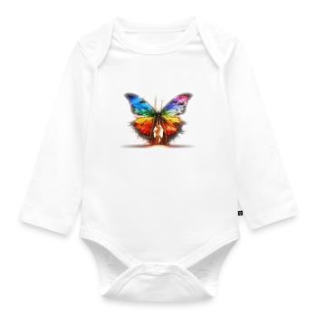 Schmetterlings-Fusion - Baby Bio-Langarm-Body - Weiß - Vorne