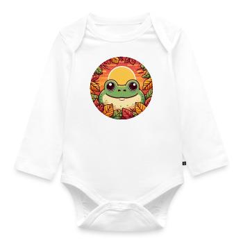 Frog, Leaves, Foliage, Colorful, Sunset - Organic Longsleeve Baby Bodysuit - white - Front