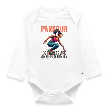 Parkour Obstacles Are An Opportunity - Organic Longsleeve Baby Bodysuit - white - Front