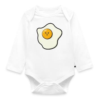 Cute Fried Egg - Organic Longsleeve Baby Bodysuit - white - Front