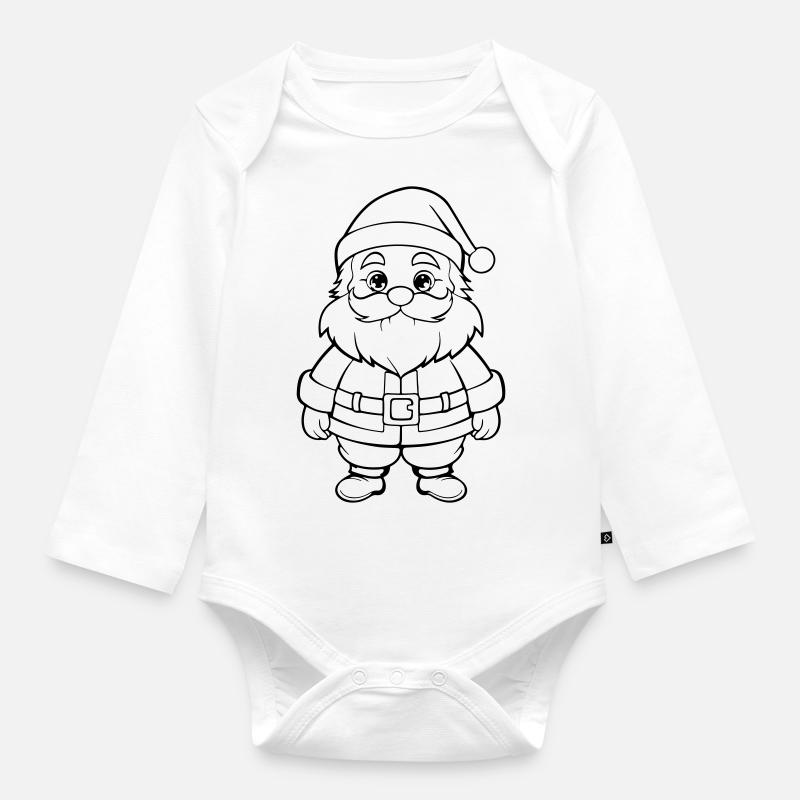 Weinachtsmann Comic - Baby Bio-Langarm-Body - Weiß