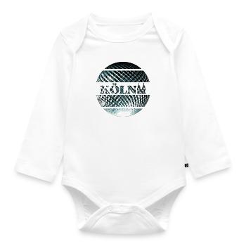 Köln Logo mit platinblauer Diskokugel - Baby Bio-Langarm-Body - Weiß - Vorne