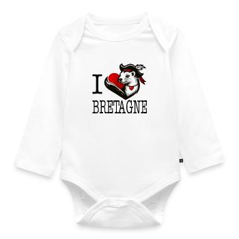 Ich liebe Bretagne Hermine Gentilhomme - Baby Bio-Langarm-Body - Weiß - Vorne