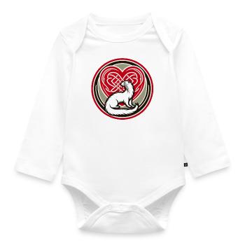 Heart of Ermine in Tribal Medal - Organic Longsleeve Baby Bodysuit - white - Front