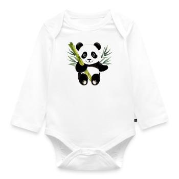 Baby Panda - for the smallest dancers - Organic Longsleeve Baby Bodysuit - white - Front