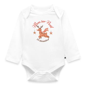Mon Premier Noël - Rudolph - Body Bébé bio manches longues - blanc - Devant