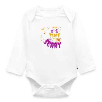 Time to be Scary Halloween Ghosts - Organic Longsleeve Baby Bodysuit - white - Front