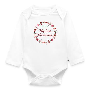 Newborn Christmas - Organic Longsleeve Baby Bodysuit - white - Front