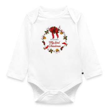 1er Noël de bébé - Body Bébé bio manches longues - blanc - Devant