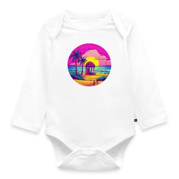 Ruhige rosa Abenddämmerung - Baby Bio-Langarm-Body - Weiß - Vorne