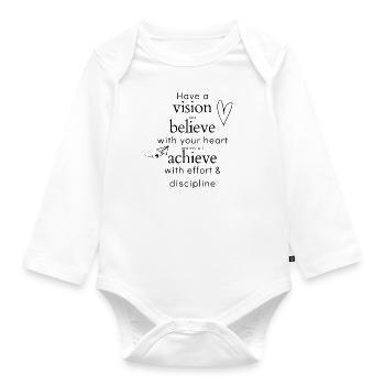 Vision Believe Achieve - Vision Glauben Erreichen - Baby Bio-Langarm-Body - Weiß - Vorne
