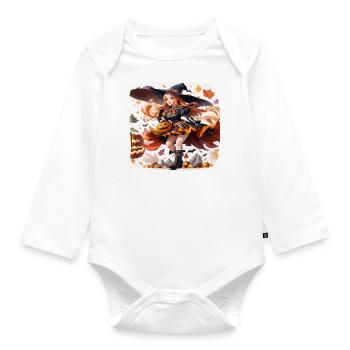 Sorceress Pumpkin Spooky Spooky Gruesome - Organic Longsleeve Baby Bodysuit - white - Front