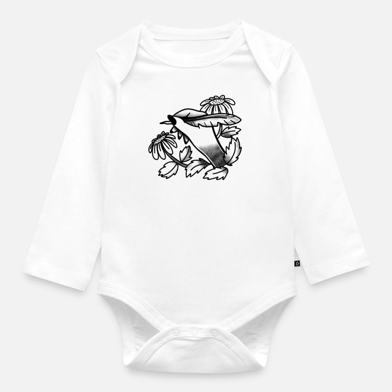 Hexen-Boho-Tattoo-Handschrift mit Löwenzahn - Baby Bio-Langarm-Body - Weiß