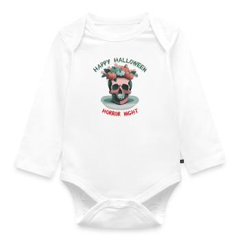 Happy Halloween Totenkopf + Kürbis | Horror Night - Baby Bio-Langarm-Body - Weiß - Vorne
