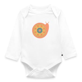 Cute snail with flowers - Organic Longsleeve Baby Bodysuit - white - Front