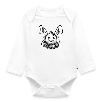 Tattoo Hase in traditioneller Kleidung - Baby Bio-Langarm-Body - Weiß - Vorne