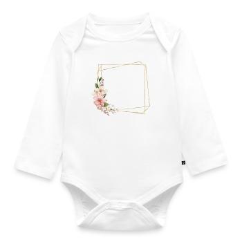 Floral Design, Pastel, Geometric - Organic Longsleeve Baby Bodysuit - white - Front