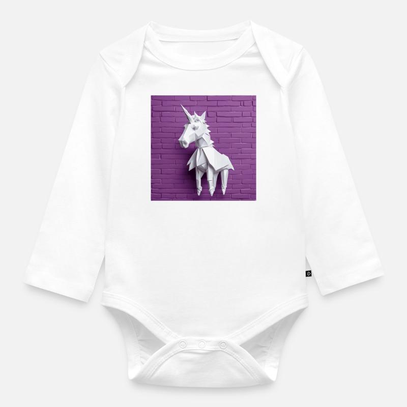Licorne blanche - Body Bébé bio manches longues - blanc