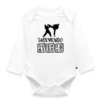 Taekwondo fighting - Organic Longsleeve Baby Bodysuit - white - Front