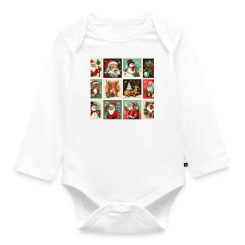 Weihnachtlicher Rahmen - Baby Bio-Langarm-Body - Weiß - Vorne