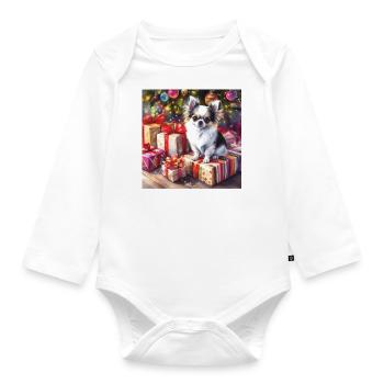 Chihuahua Christmas - Organic Longsleeve Baby Bodysuit - white - Front