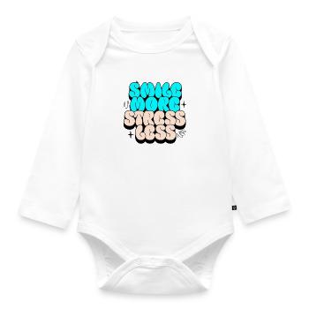 Souriez plus, stressez moins - Body Bébé bio manches longues - blanc - Devant