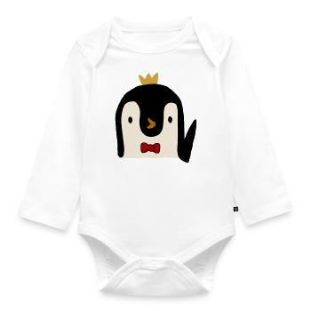 cute penguin design cute penguin animal sweet - Organic Longsleeve Baby Bodysuit - white - Front
