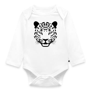 Leopard - Baby Bio-Langarm-Body - Weiß - Vorne