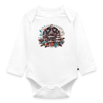 Schokolanden fountain at Christmas - Organic Longsleeve Baby Bodysuit - white - Front
