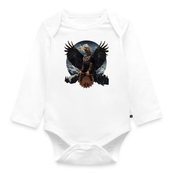 Aigle royal avec motif d’aigle de montagne - Body Bébé bio manches longues - blanc - Devant