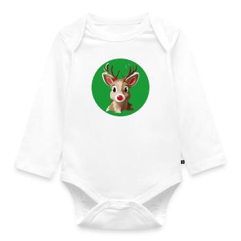 Rentier Rudolph Weihnachtsshirt - Baby Bio-Langarm-Body - Weiß - Vorne