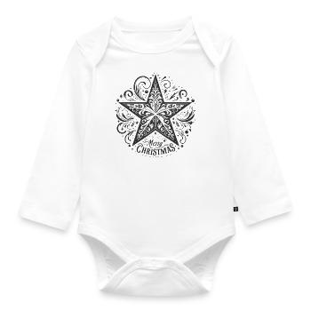 Poinsettia Star Merry Christmas - Organic Longsleeve Baby Bodysuit - white - Front