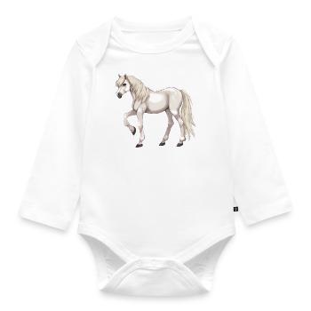 Cheval blanc - Body Bébé bio manches longues - blanc - Devant