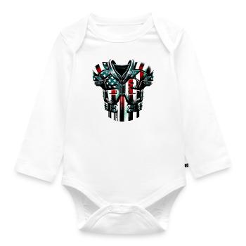 American Football shoulder pads USA flag - Organic Longsleeve Baby Bodysuit - white - Front