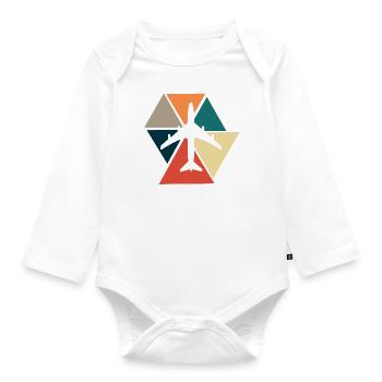 Vintage Retro Flugzeug - Flugzeug Geschenkidee - Baby Bio-Langarm-Body - Weiß - Vorne