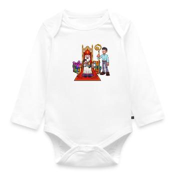 Saint Nicholas With Kid - Organic Longsleeve Baby Bodysuit - white - Front