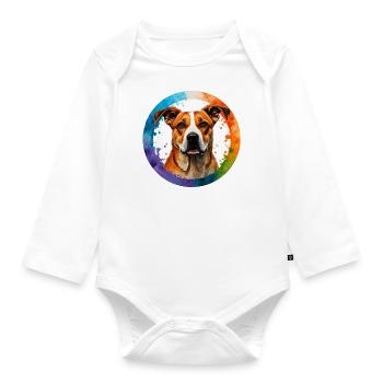 T-Shirt "Hundeblick in Aquarell" - Baby Bio-Langarm-Body - Weiß - Vorne