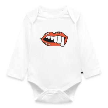 teeth lips ugly smile illustration - Baby Bio-Langarm-Body - Weiß - Vorne