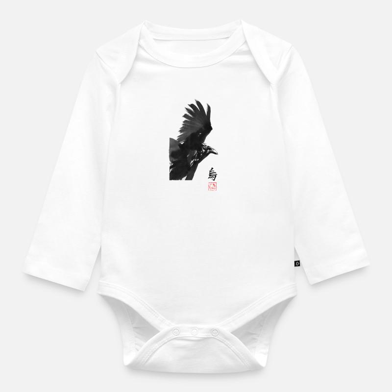 crow square - Body Bébé bio manches longues - blanc