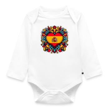Spanisches Herz - Baby Bio-Langarm-Body - Weiß - Vorne