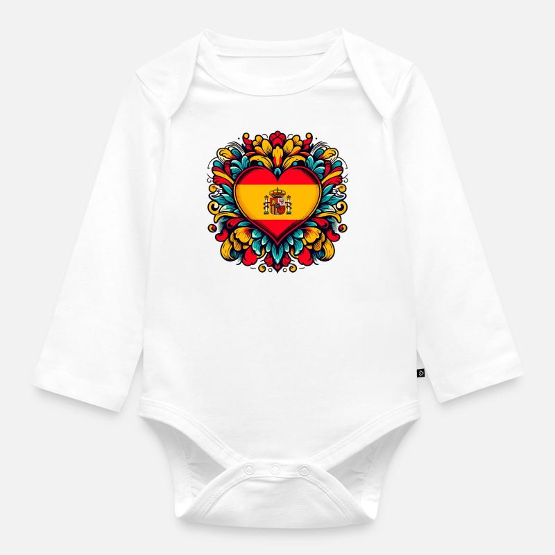 Spanisches Herz - Baby Bio-Langarm-Body - Weiß