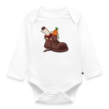 Shoe Setting - Organic Longsleeve Baby Bodysuit - white - Front