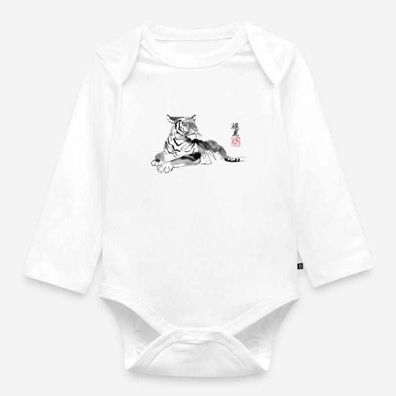 tiger - Body Bébé bio manches longues - blanc