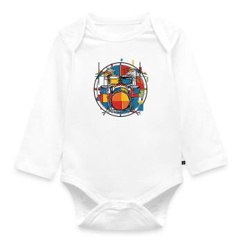Drums colorful - Baby Bio-Langarm-Body - Weiß - Vorne