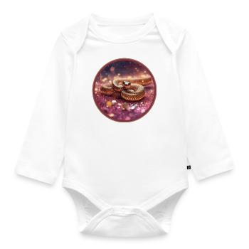 Schlange in Glitzer - Baby Bio-Langarm-Body - Weiß - Vorne