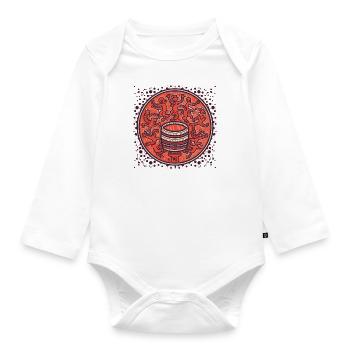 Drum Schlagzeug - Baby Bio-Langarm-Body - Weiß - Vorne