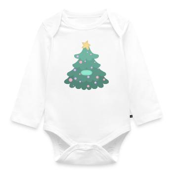 Sapin de Noël - Badge - Body Bébé bio manches longues - blanc - Devant