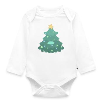 Sapin de Noël - Badge - Body Bébé bio manches longues - blanc - Devant